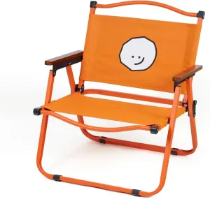 Portable Folding Camping Chair with Carry Bag – 350 lbs Capacity, Lightweight with Wood Armrests & Metal Frame for Beach, Hiking, Picnics, Tailgating & Travel (Orange)