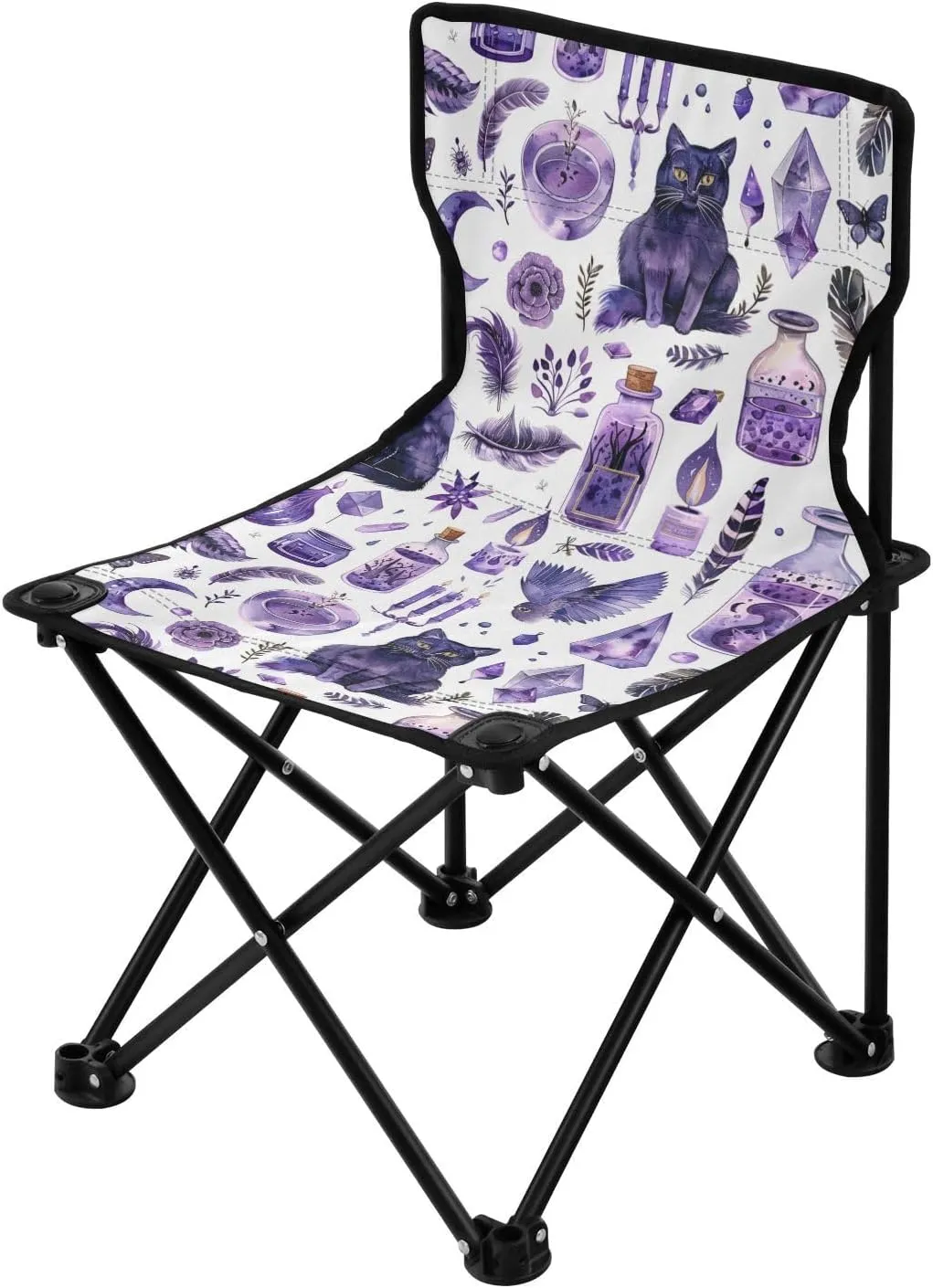 Portable Folding Camping Chair with Carrying Bag Moon and Cat Lightweight Folding Chair Perfect for Camping, Tailgates, Beach, and Sports