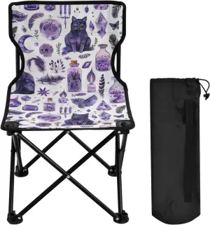 Portable Folding Camping Chair with Carrying Bag Moon and Cat Lightweight Folding Chair Perfect for Camping, Tailgates, Beach, and Sports