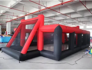 Portable Funny Playing Inflatable Football Soccer Field with Blower Giant Inflatable Football Pitch for School Playground/Family/Team (Without Floor mat)