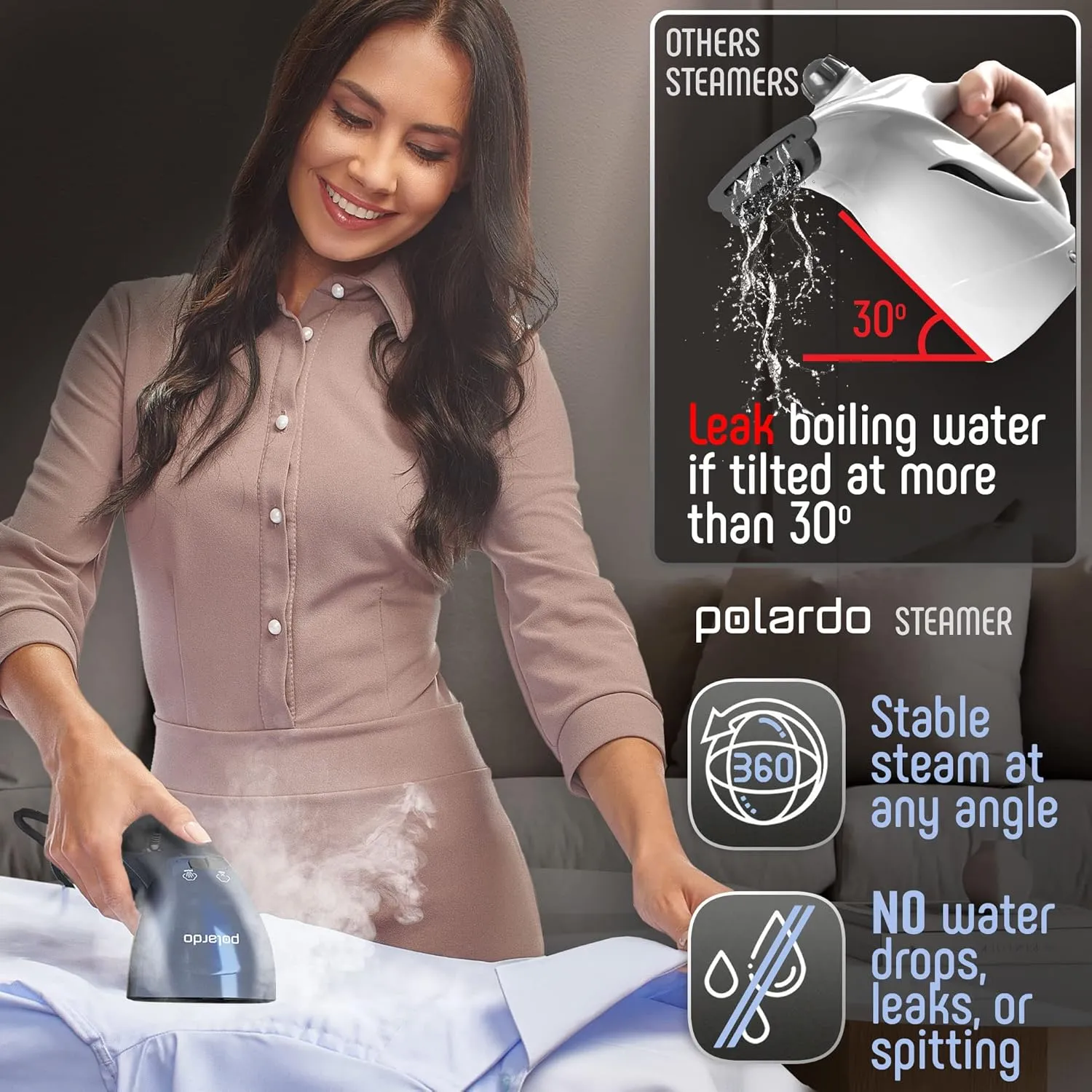 Portable Travel Garment Steamer for Clothes, Metal Steam Head, 25s Heat Up, Pump System, Mini Size, Handheld Steamer for Any Fabrics, No Water Spitting, 120V