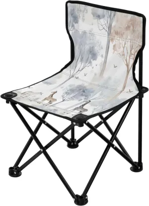 Prairie Animal Small Camping Chairs Durable Folding Chair, Portable Outdoor Lightweight Chair for Hiking, Beach, Picnic, Fishing