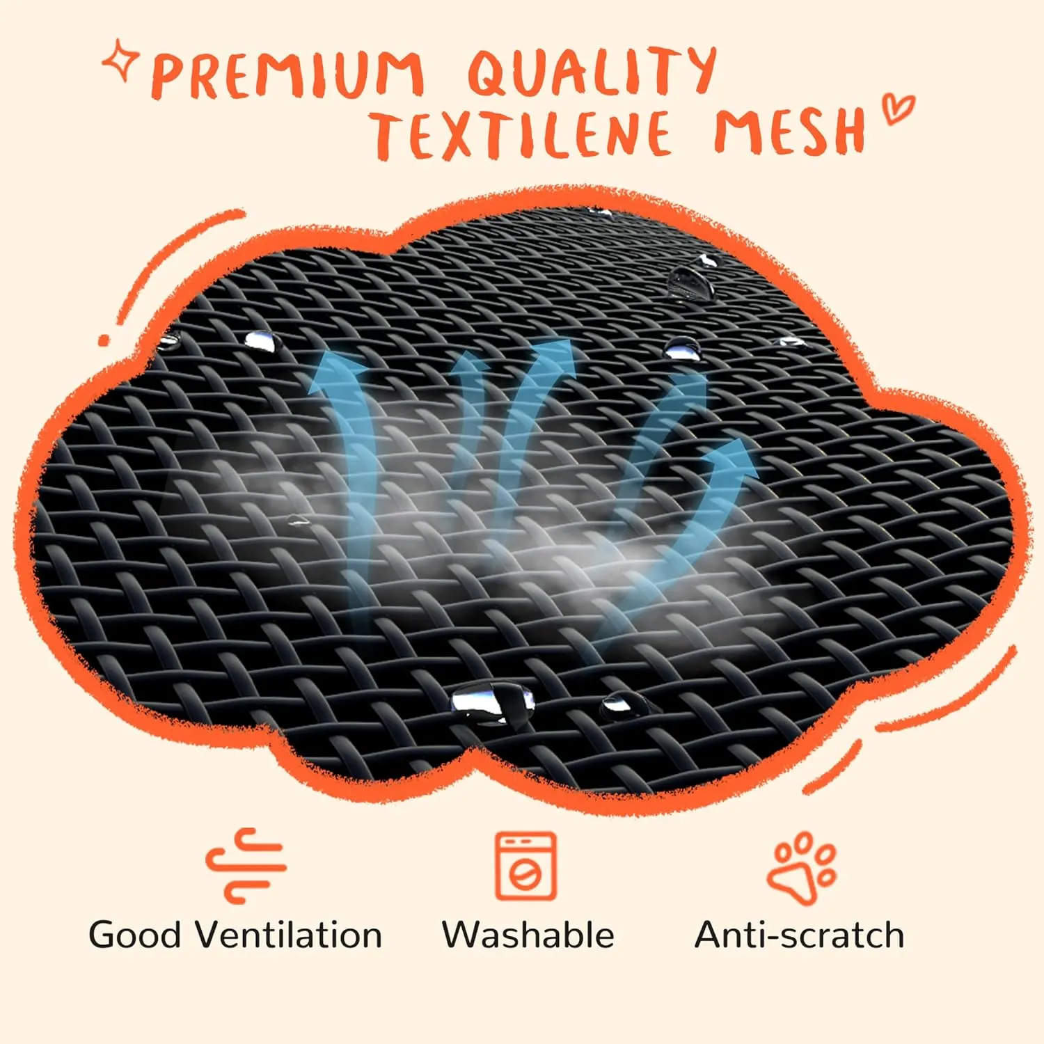 PRAISUN XL Outdoor Dog Bed, Elevated Dog Bed with Durable Oxford Fabric, Textilene Mesh, Metal Frame for Indoors, Outdoors, Lawn, Heather Grey