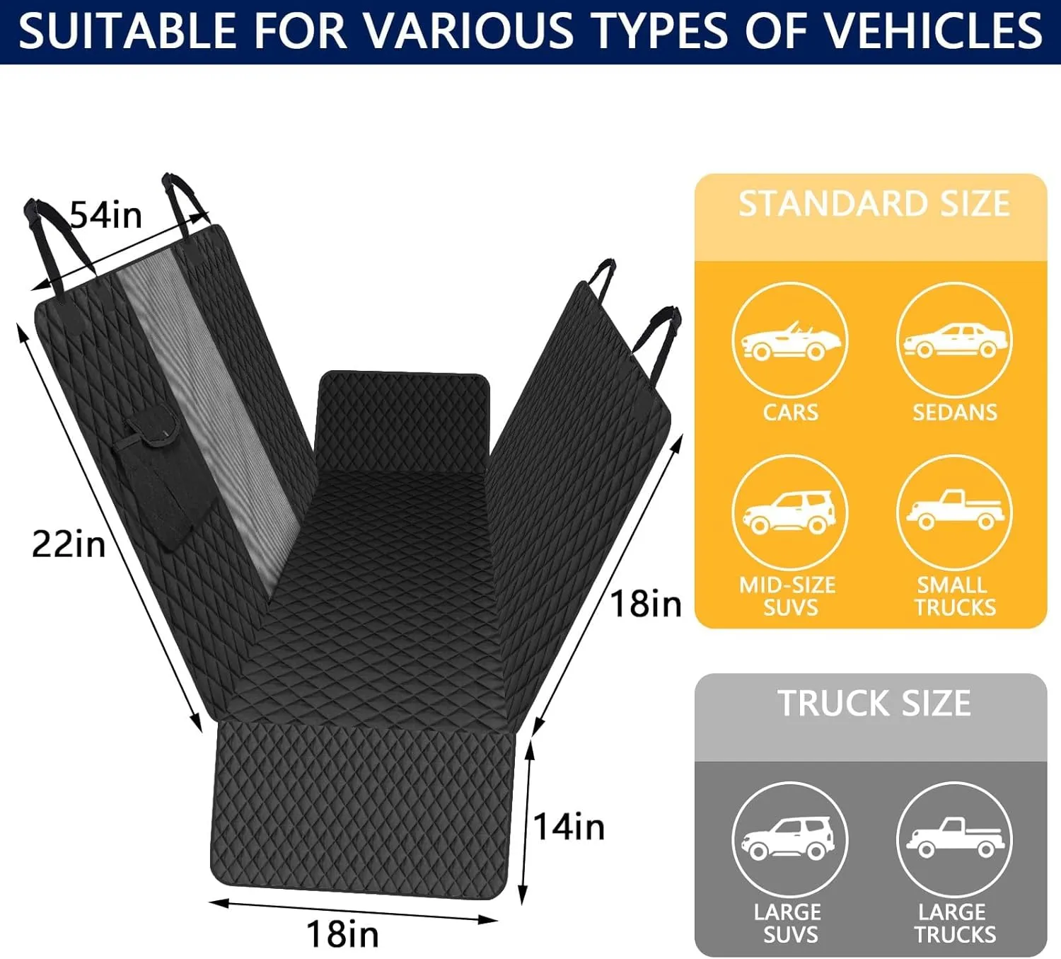 Premium Dog Car Seat Cover for Back Seat – Heavy-Duty Hammock Style with Seat Belt, Waterproof, Anti-Slip, Scratch-Resistant, Durable Pet Protector for SUV Truck, Easy to Clean, Universal Fit