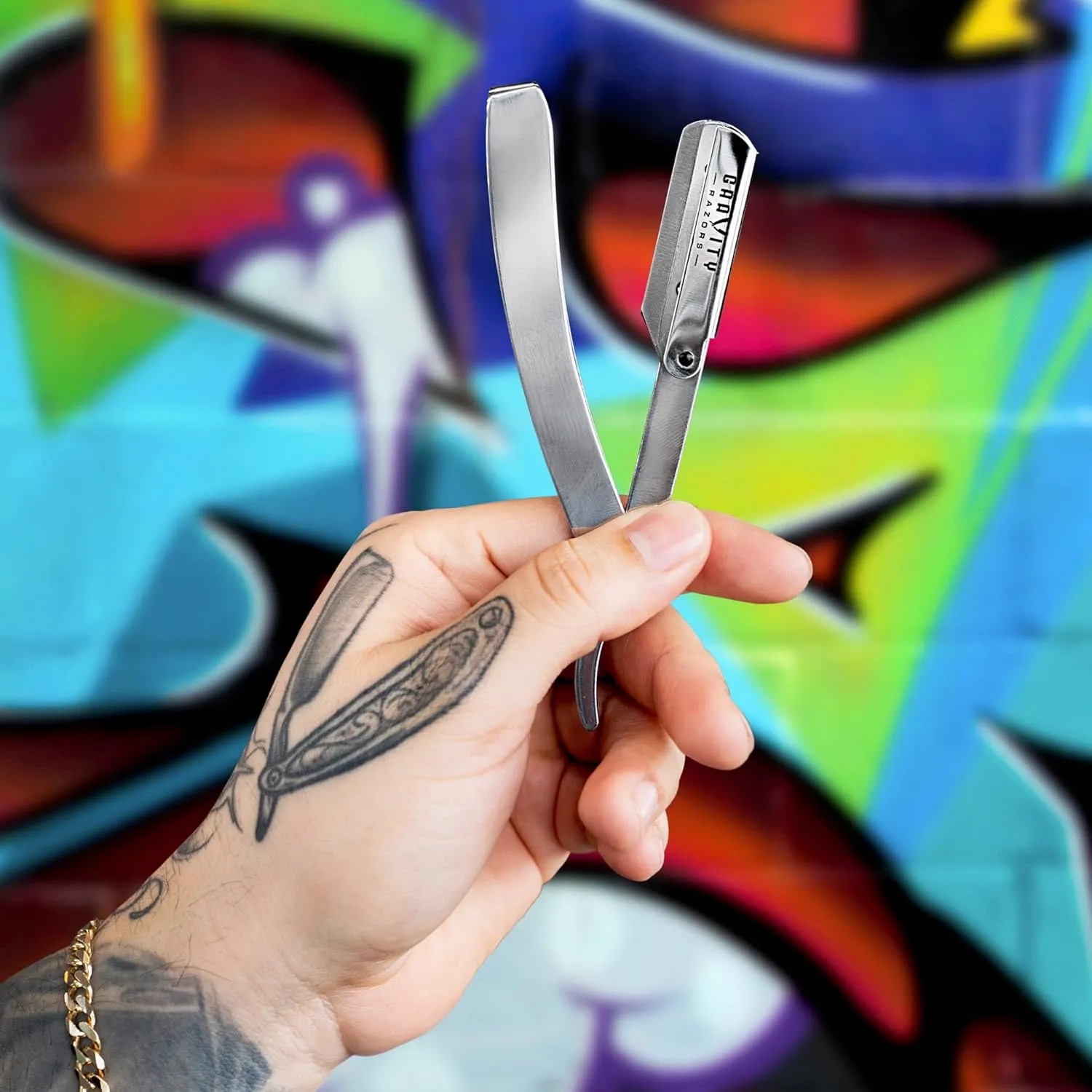 Professional Straight Razor - Minimal Exposure Straight Razor Kit with 10 Gravity Premium Blades, .5mm Exposed (Chicago)
