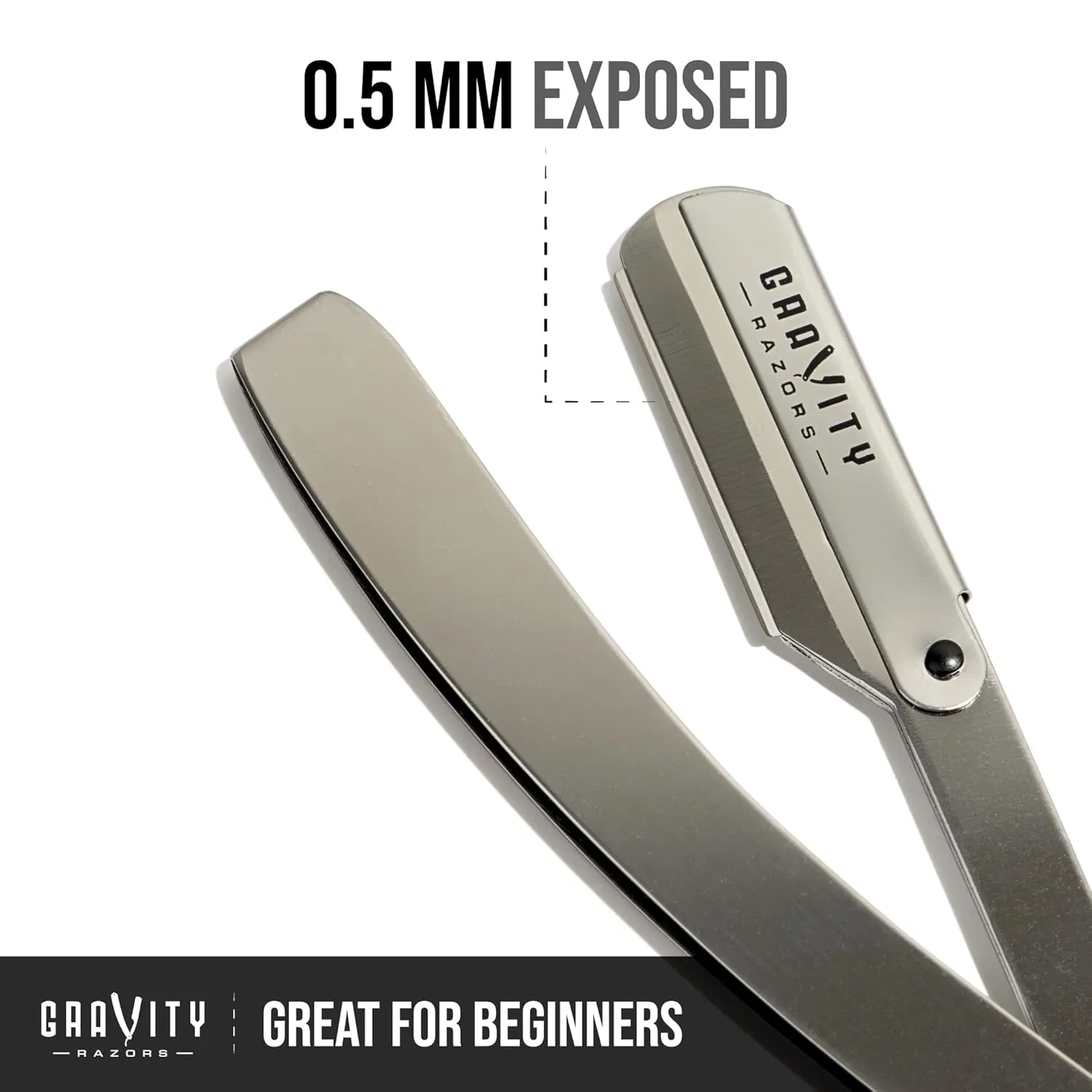 Professional Straight Razor - Minimal Exposure Straight Razor Kit with 10 Gravity Premium Blades, .5mm Exposed (Chicago)