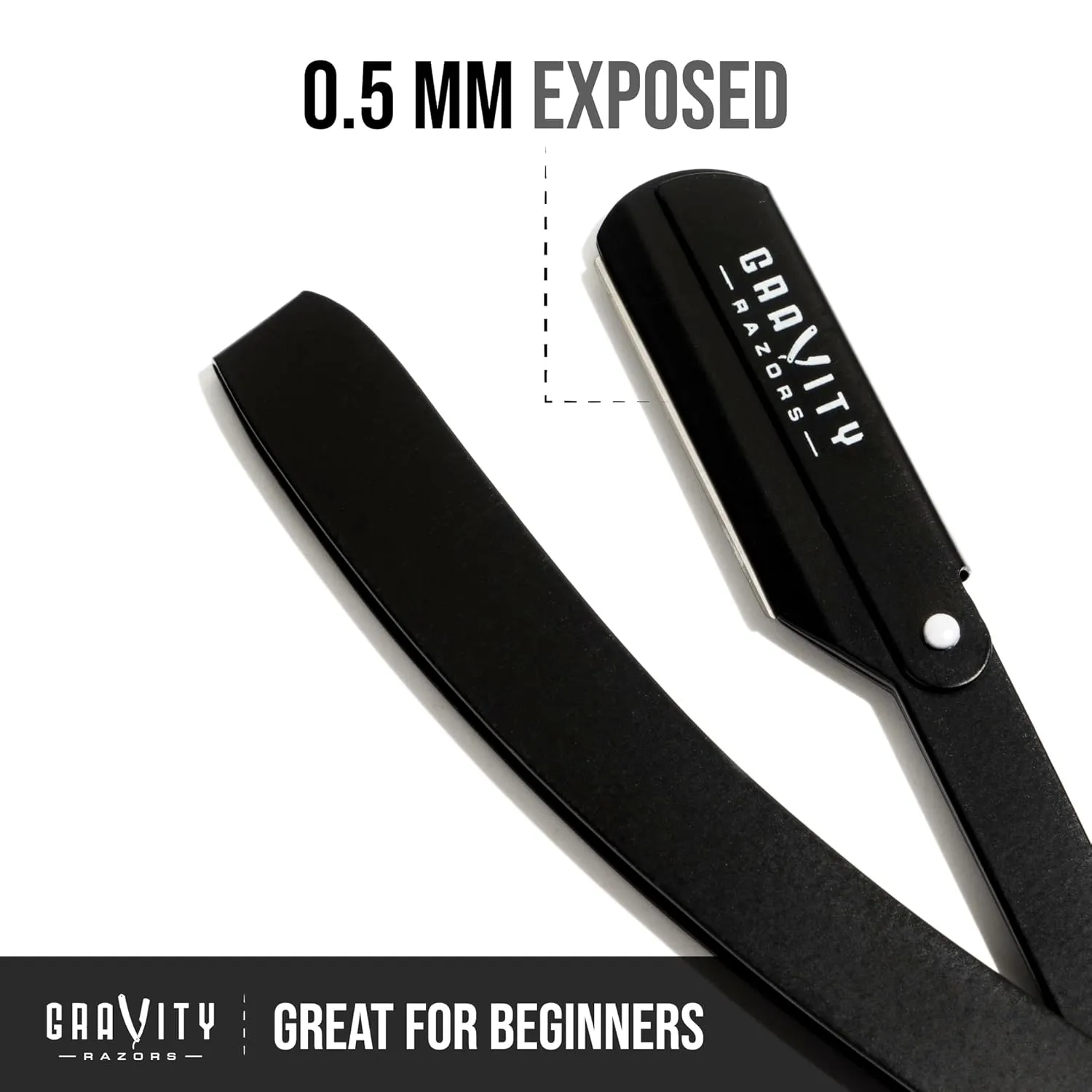 Professional Straight Razor - Minimal Exposure Straight Razor Kit with 10 Gravity Premium Blades, .5mm Exposed (Nightcrawler)