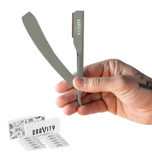 Professional Straight Razor - Ultra Exposed Straight Razor Kit with 10 Gravity Premium Blades, 2mm Exposed (Dynasty)