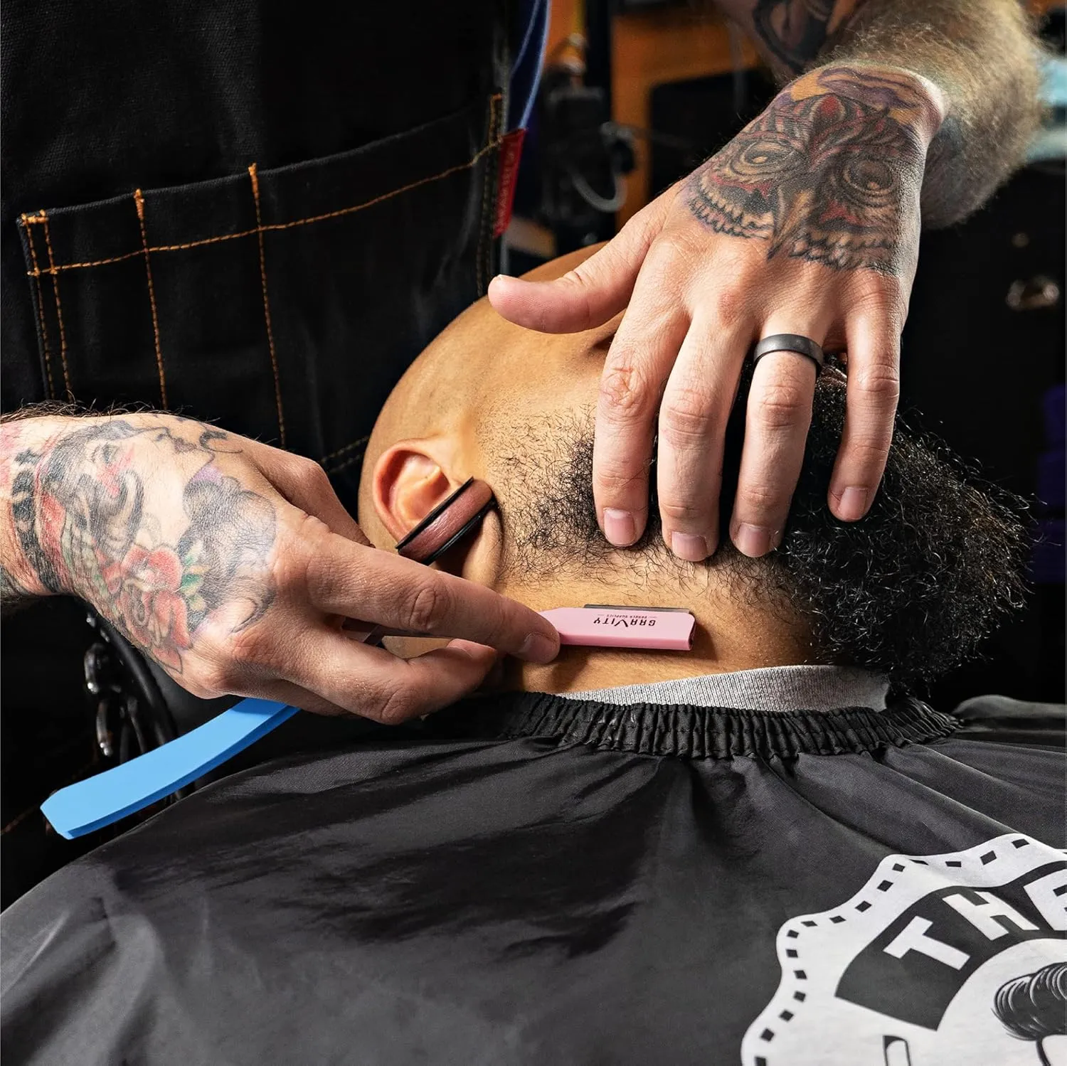 Professional Straight Razor - Ultra Exposed Straight Razor Kit with 10 Gravity Premium Blades, 2mm Exposed (Spun Sugar)