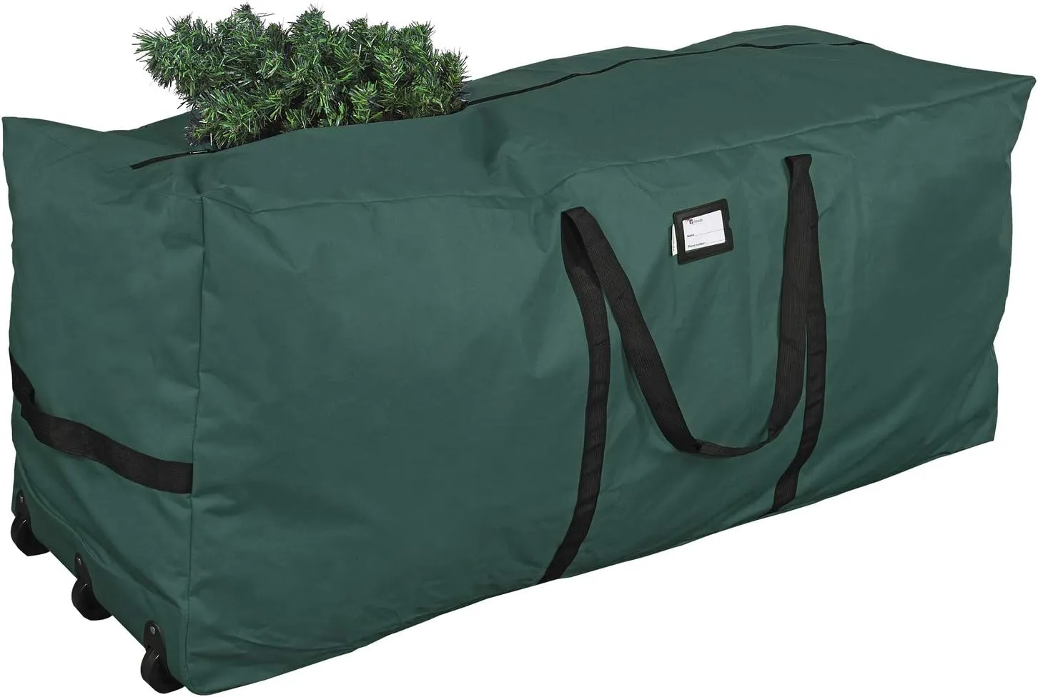 ProPik Rolling Christmas Tree Storage Bag, Fits Up to 9 Ft Tall Disassembled Trees, 28" H X 16.5" W X 60" L, Extra Large Heavy Duty Xmas Storage Container with Wheels & Handles, 600D Oxford (Green)