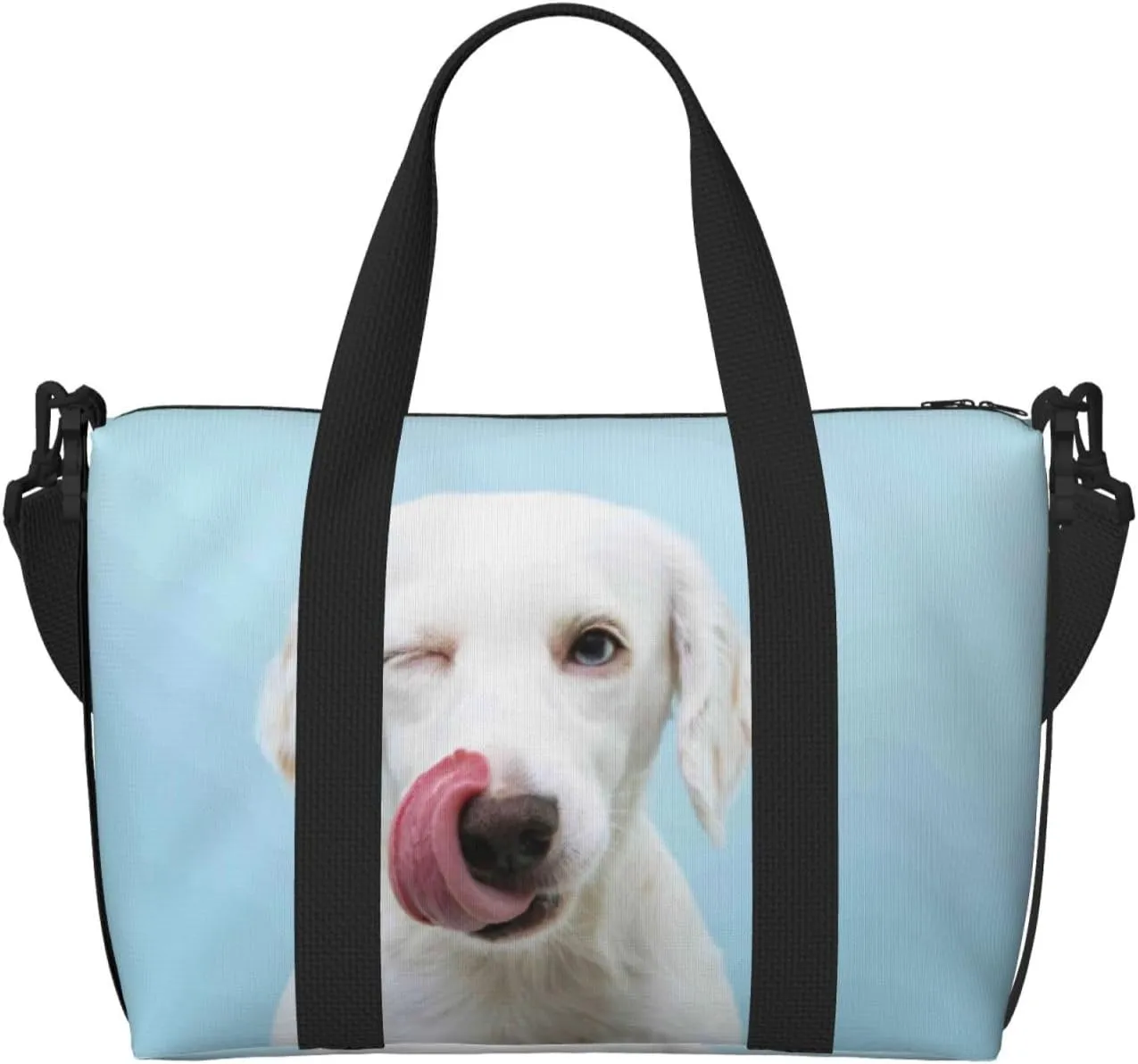 Puppy Licks Nose Travel Bag Weekender Bags for Women Men Carry on Overnight Bag Tote Bag Yoga Gym Bag With Adjustable Straps for Gym, Work, Personal Items