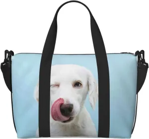 Puppy Licks Nose Travel Bag Weekender Bags for Women Men Carry on Overnight Bag Tote Bag Yoga Gym Bag With Adjustable Straps for Gym, Work, Personal Items