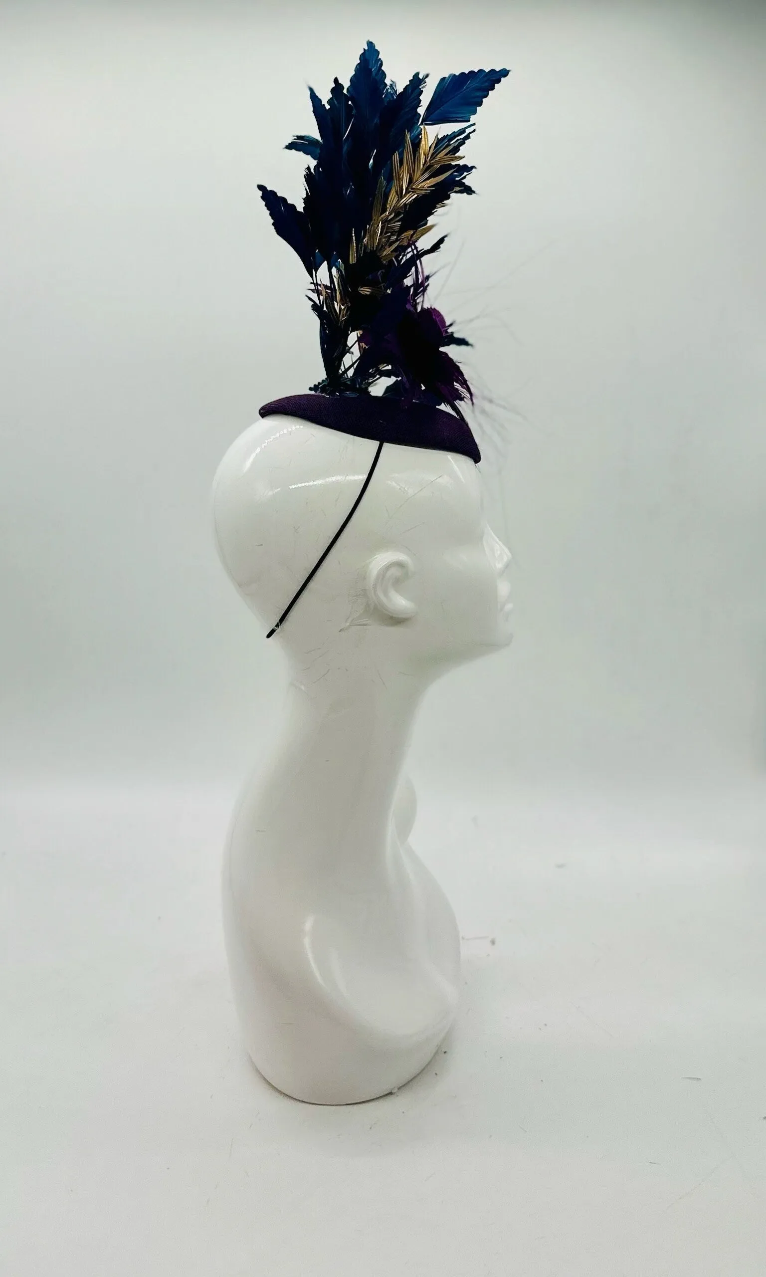 Purple and Navy Blue Derby Fascinator, Kentucky Derby Hat Alternative, Kentucky derby hat (GOLD LINE)