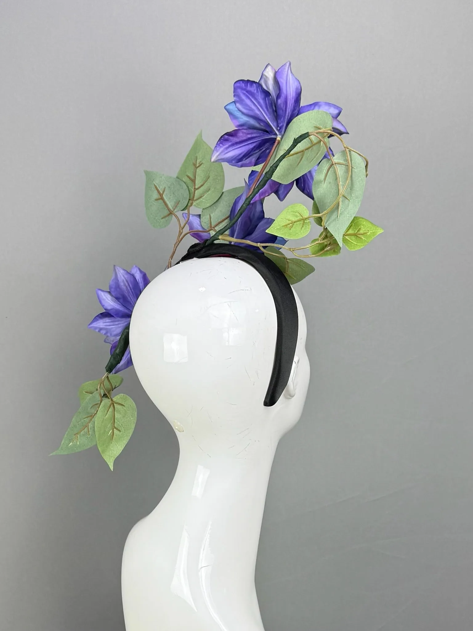 Purple Kentucky Derby fascinator, Derby Hat Alternative (GOLD LINE)