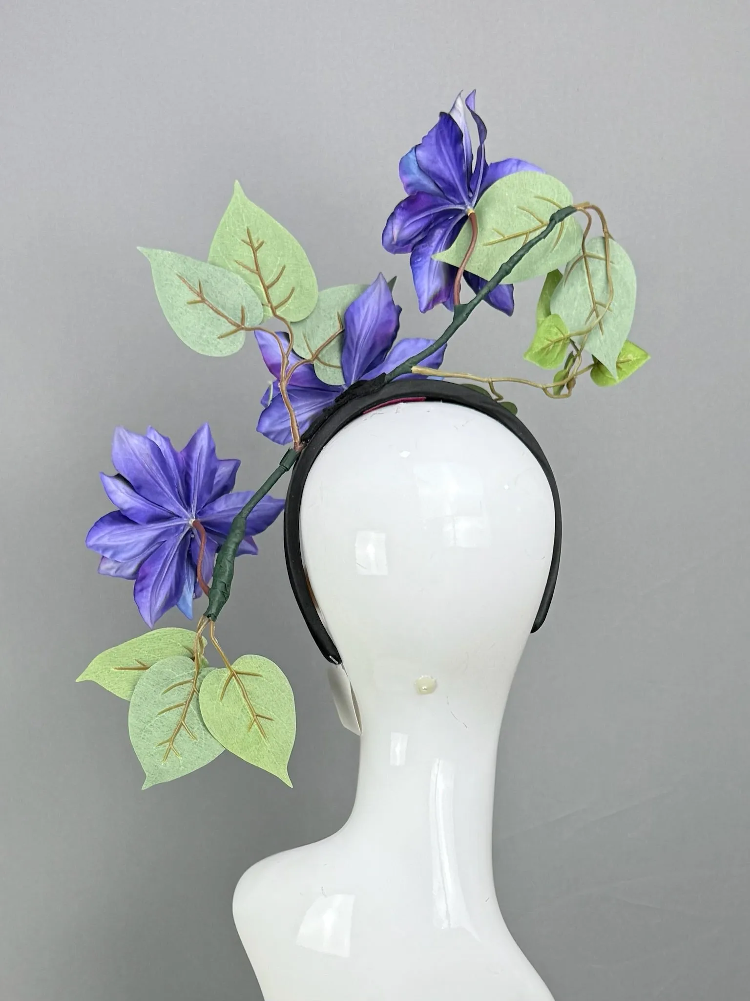 Purple Kentucky Derby fascinator, Derby Hat Alternative (GOLD LINE)