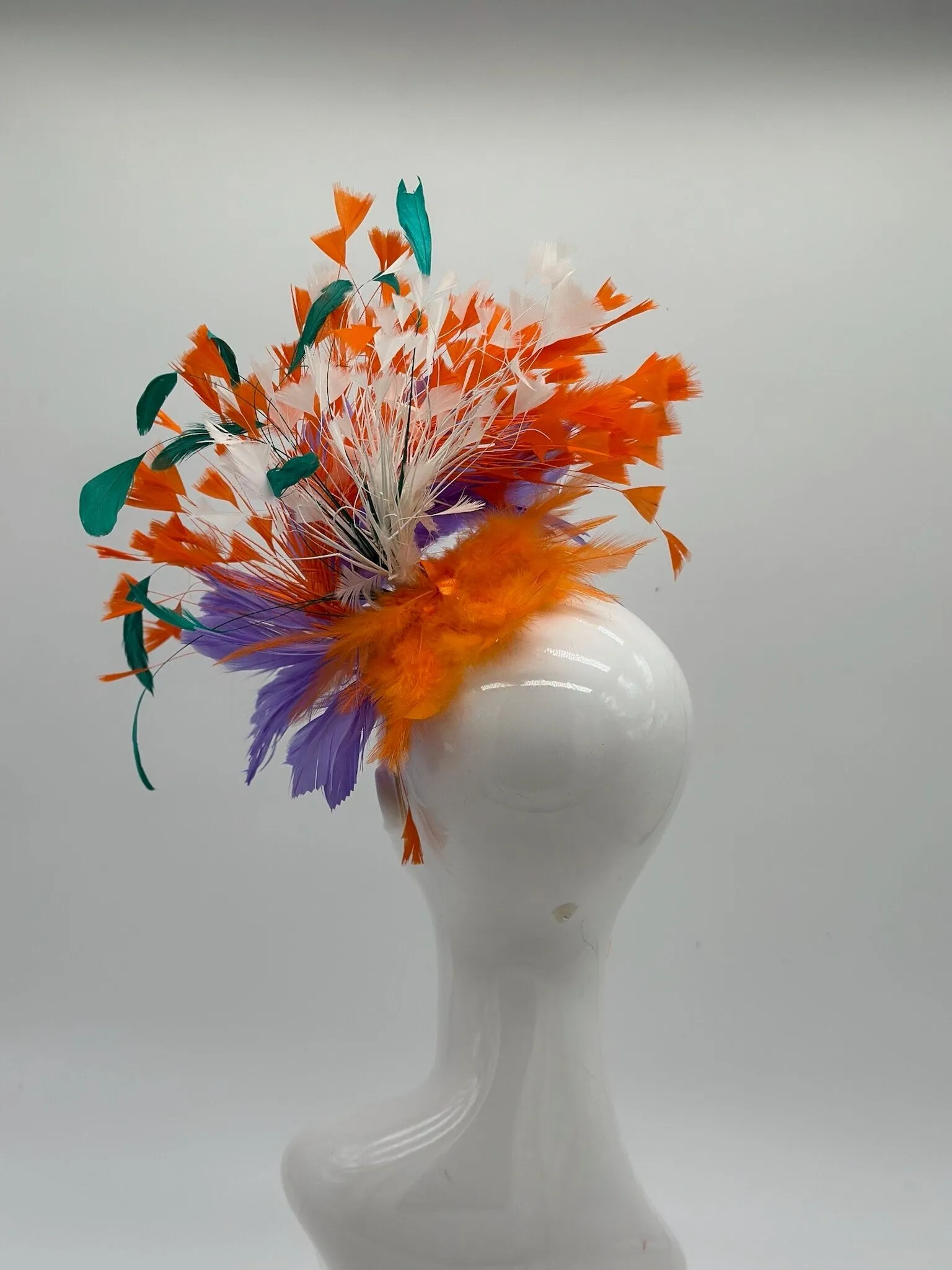 Purple, Orange and Teal Derby Fascinator, Kentucky Derby Hat Alternative, Kentucky derby hat (GOLD LINE)