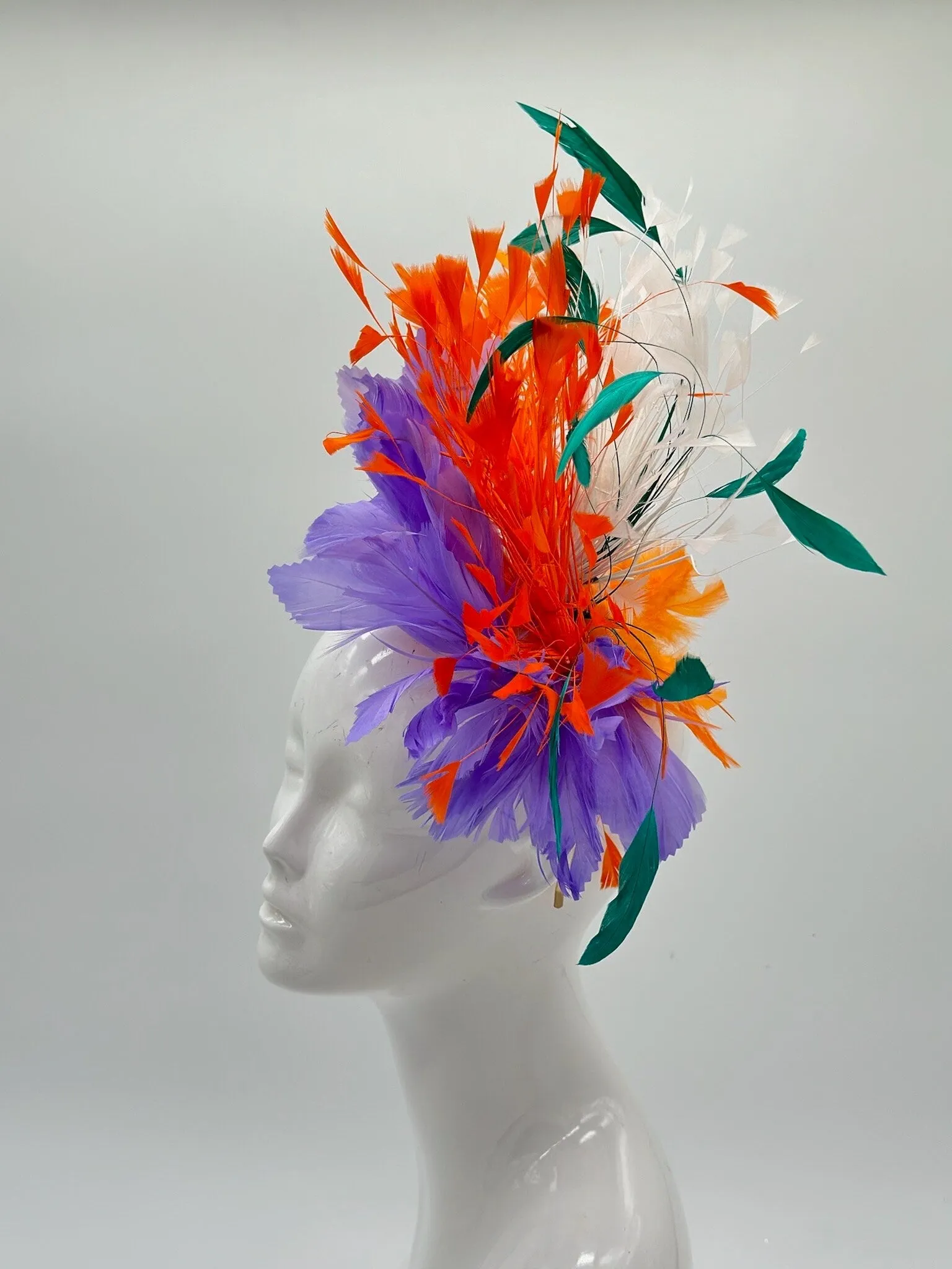 Purple, Orange and Teal Derby Fascinator, Kentucky Derby Hat Alternative, Kentucky derby hat (GOLD LINE)