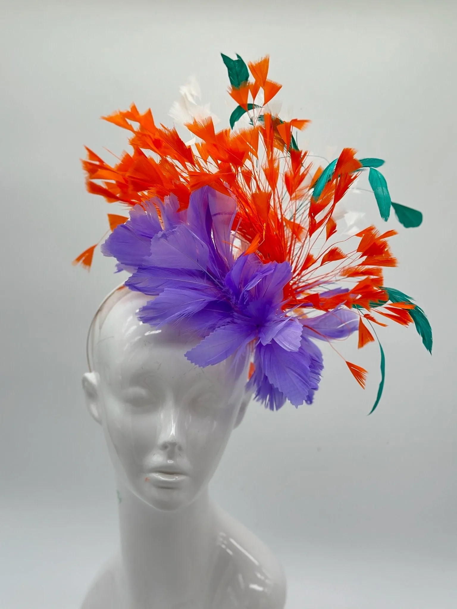 Purple, Orange and Teal Derby Fascinator, Kentucky Derby Hat Alternative, Kentucky derby hat (GOLD LINE)