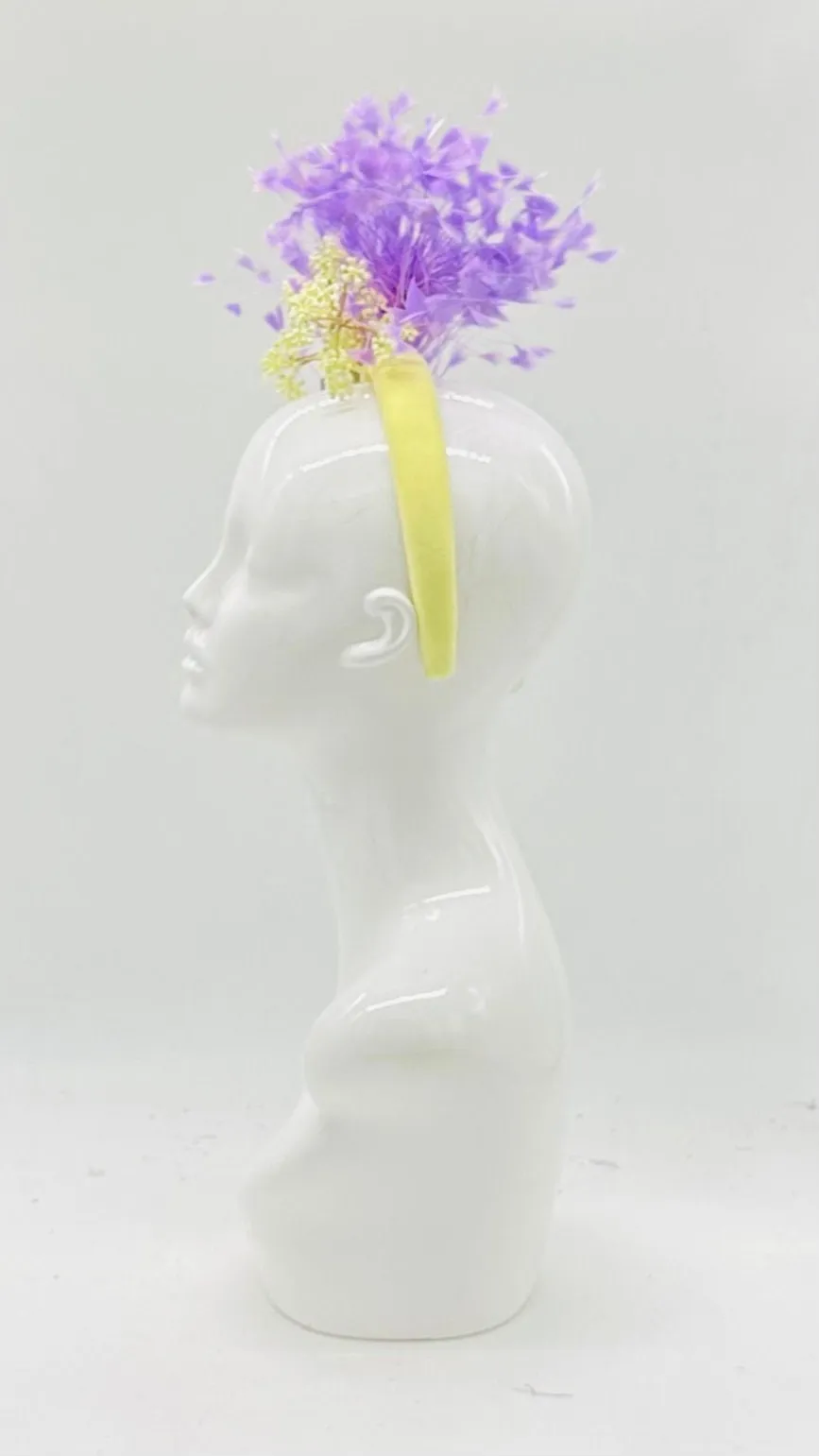 Purple, yellow, cream Derby Fascinator, Kentucky Derby Hat Alternative, Kentucky derby hat (SILVER LINE)