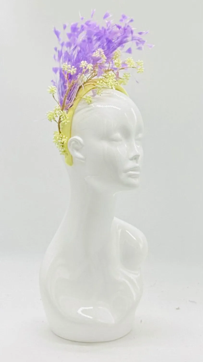 Purple, yellow, cream Derby Fascinator, Kentucky Derby Hat Alternative, Kentucky derby hat (SILVER LINE)
