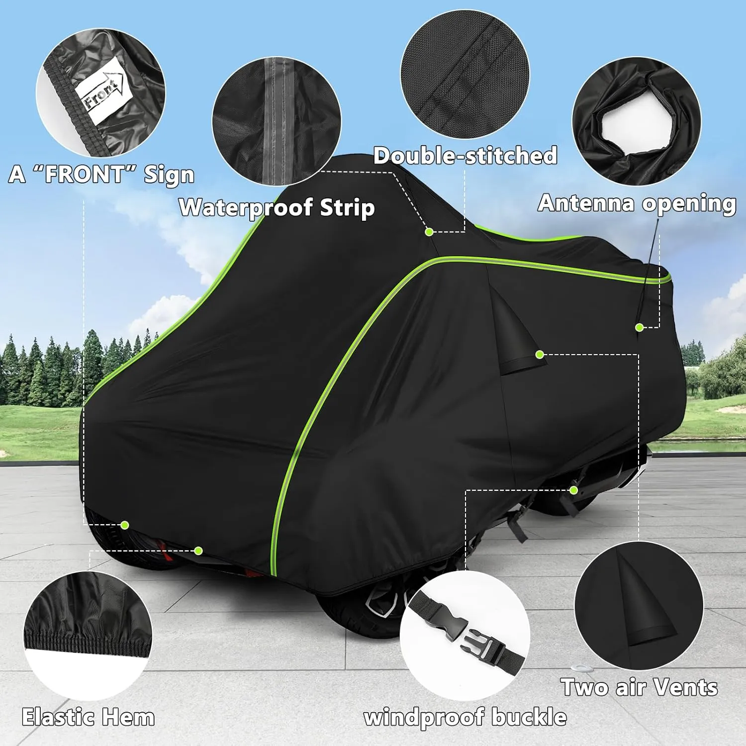 QUNSUNUS Waterproof Motorcycle Cover for Can-Am Spyder F3 2016-2023, 420D Heavy Duty Trike Cover with Wind, Sun, UV and Dust Protection