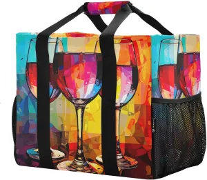 Rainbow Cocktail Glass Foldable Travel Duffel Bag for Men Women Waterproof Weekender Overnight Carry On Tote Bag with Comfortable Handle Hospital Bag for Airplane Business Trips Sport Hospital