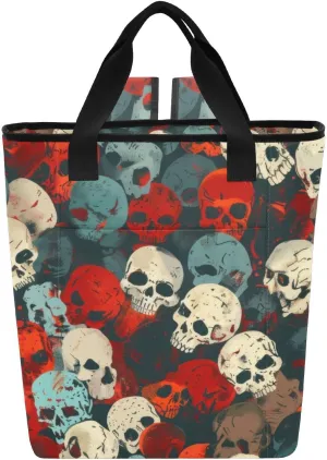 Rainbow Skull Symphony Cooler Backpack, Keep 36 Cans Cold for Up to 24 Hours, Insulated Waterproof Backpack Coolers, Funny Cute Cooler Bookbag for Women Travel Camping Beach