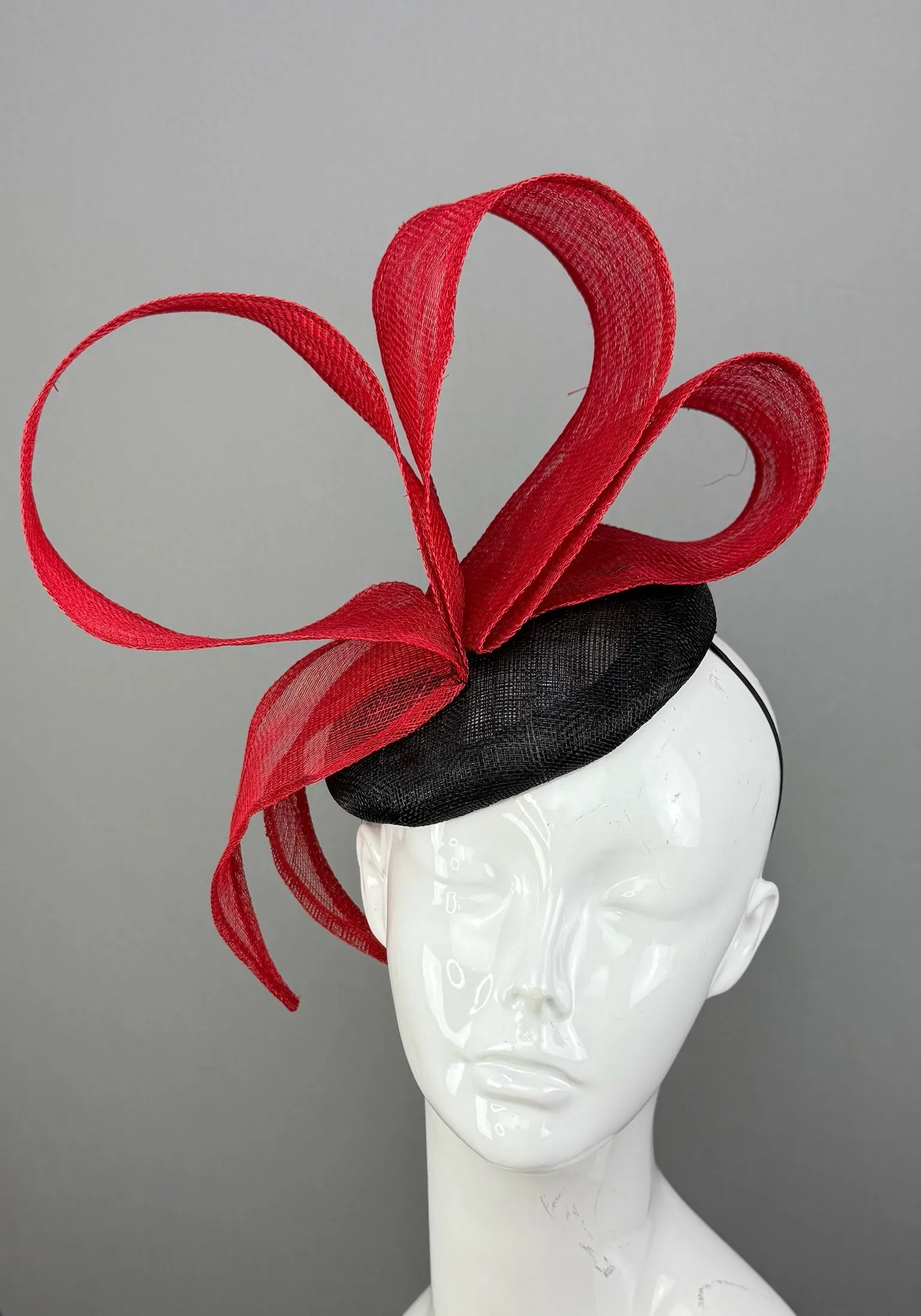 Red and Black Kentucky Derby fascinator, Derby Hat Alternative (GOLD LINE)