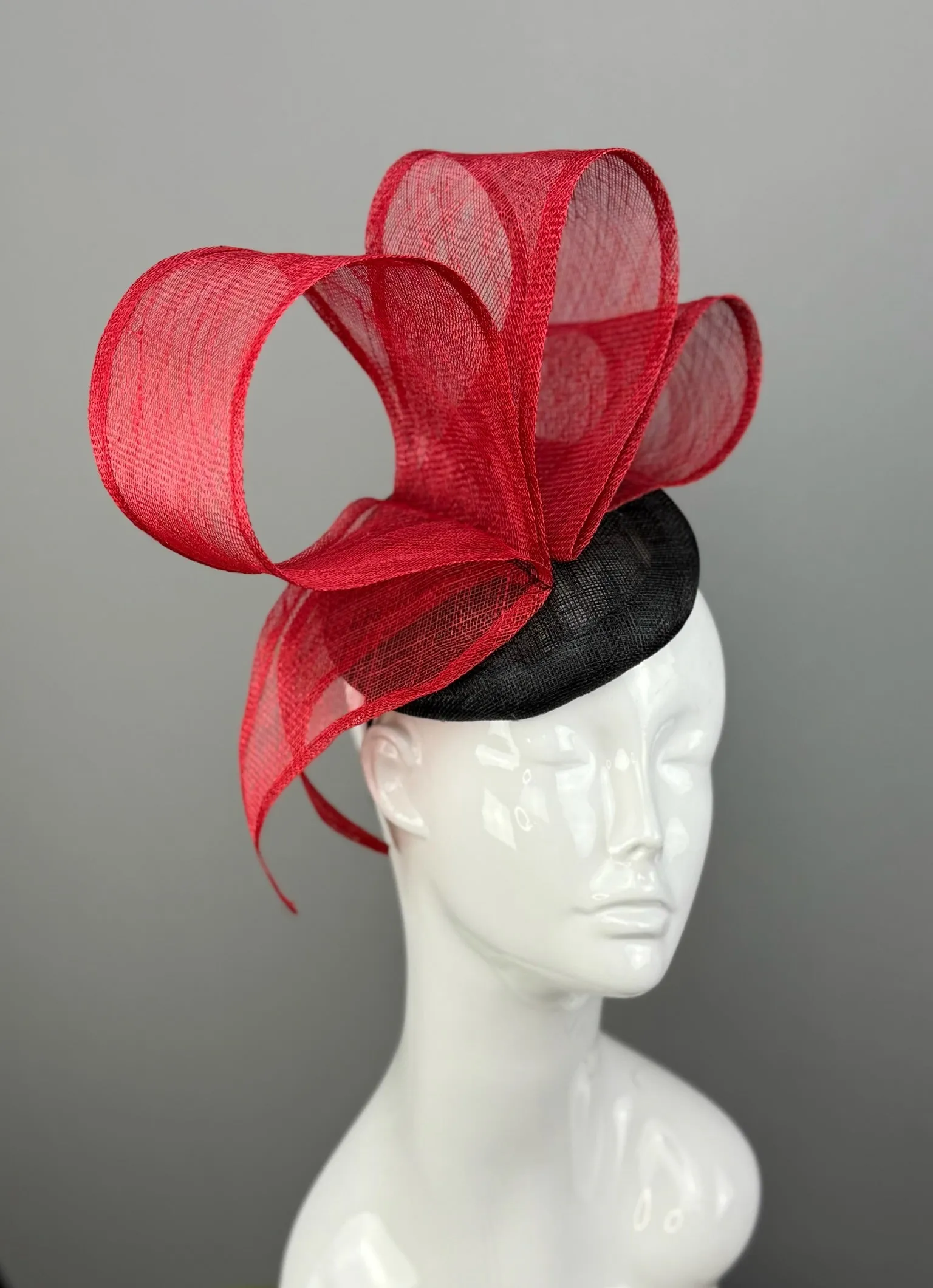Red and Black Kentucky Derby fascinator, Derby Hat Alternative (GOLD LINE)