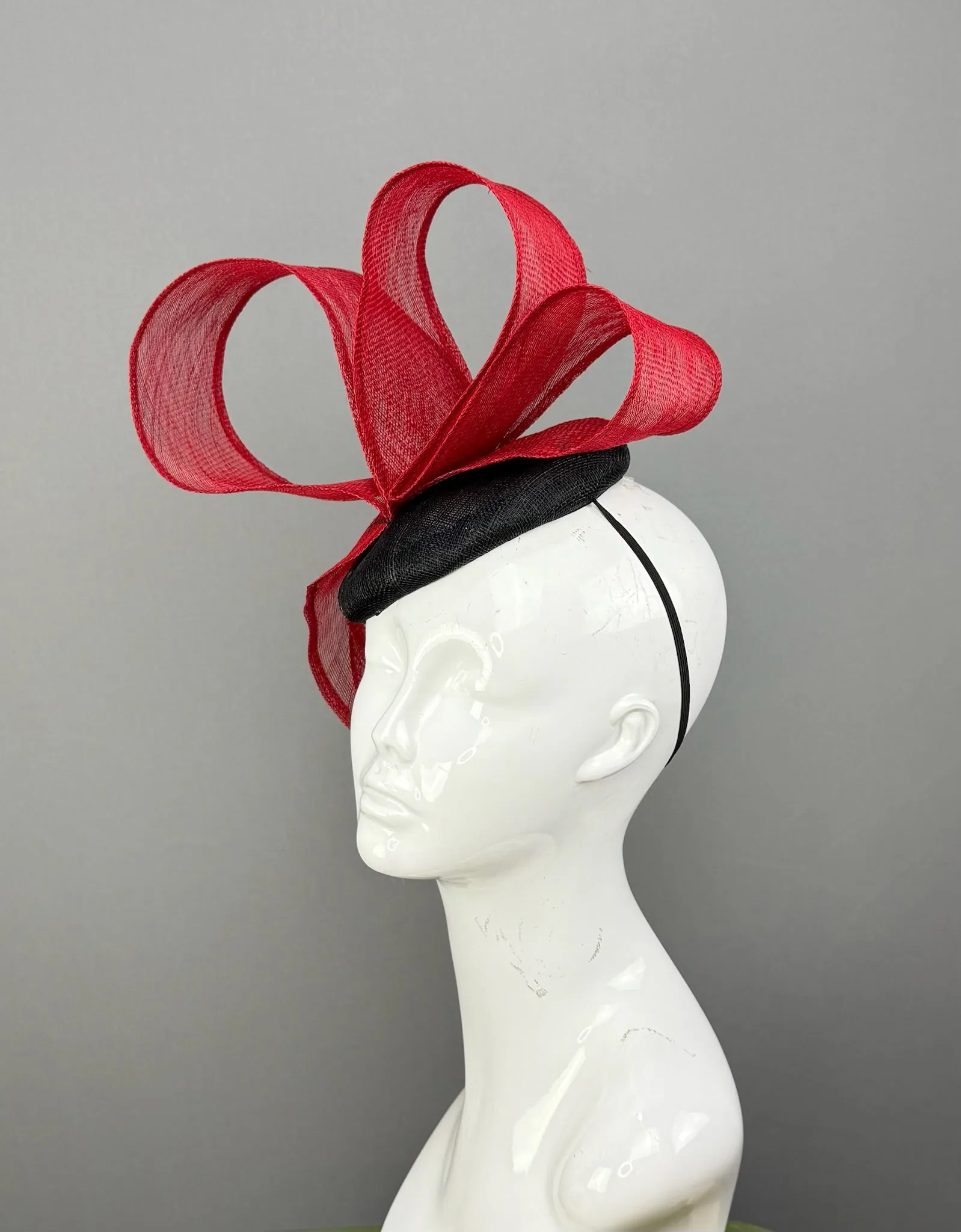 Red and Black Kentucky Derby fascinator, Derby Hat Alternative (GOLD LINE)