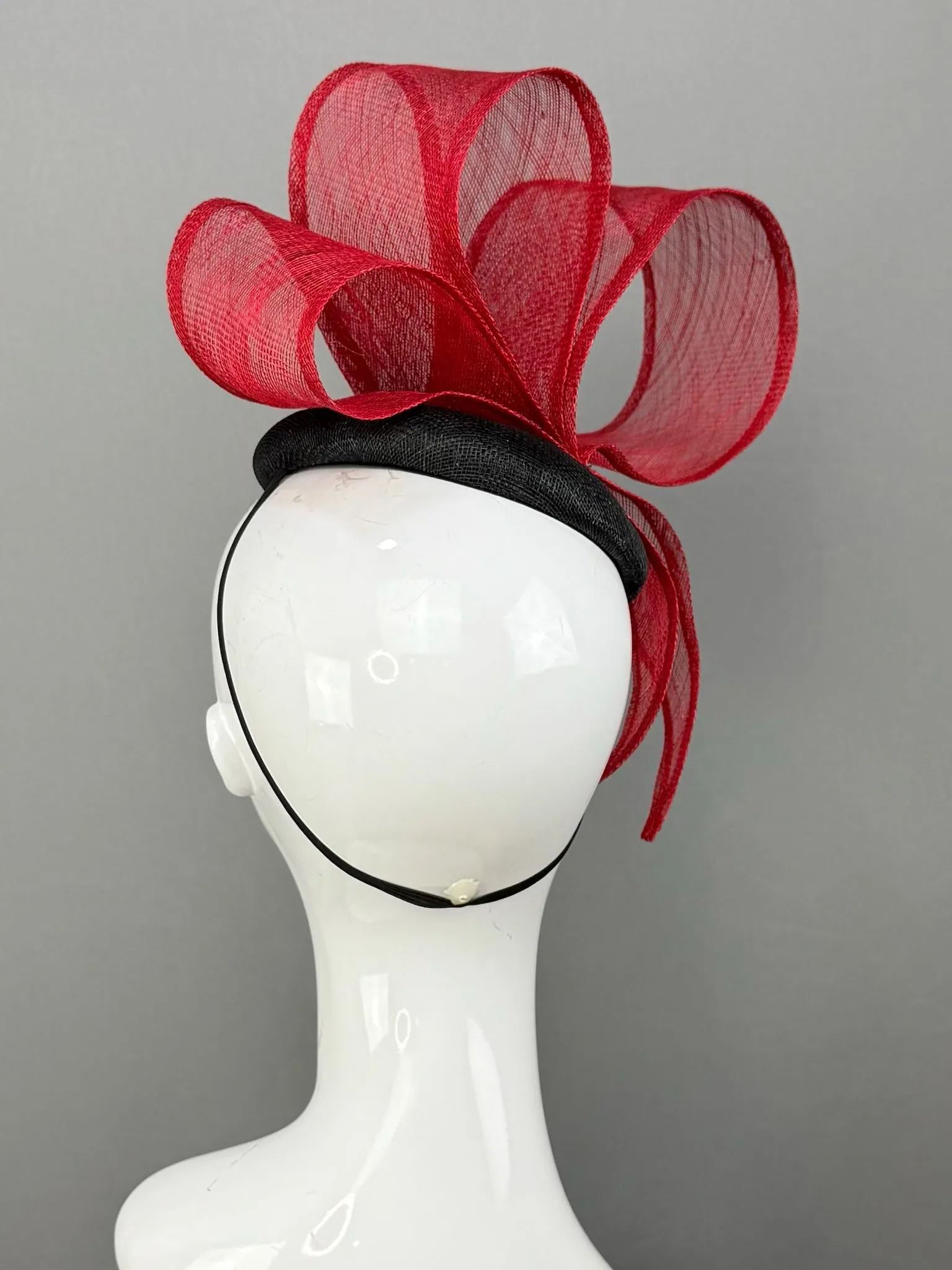 Red and Black Kentucky Derby fascinator, Derby Hat Alternative (GOLD LINE)