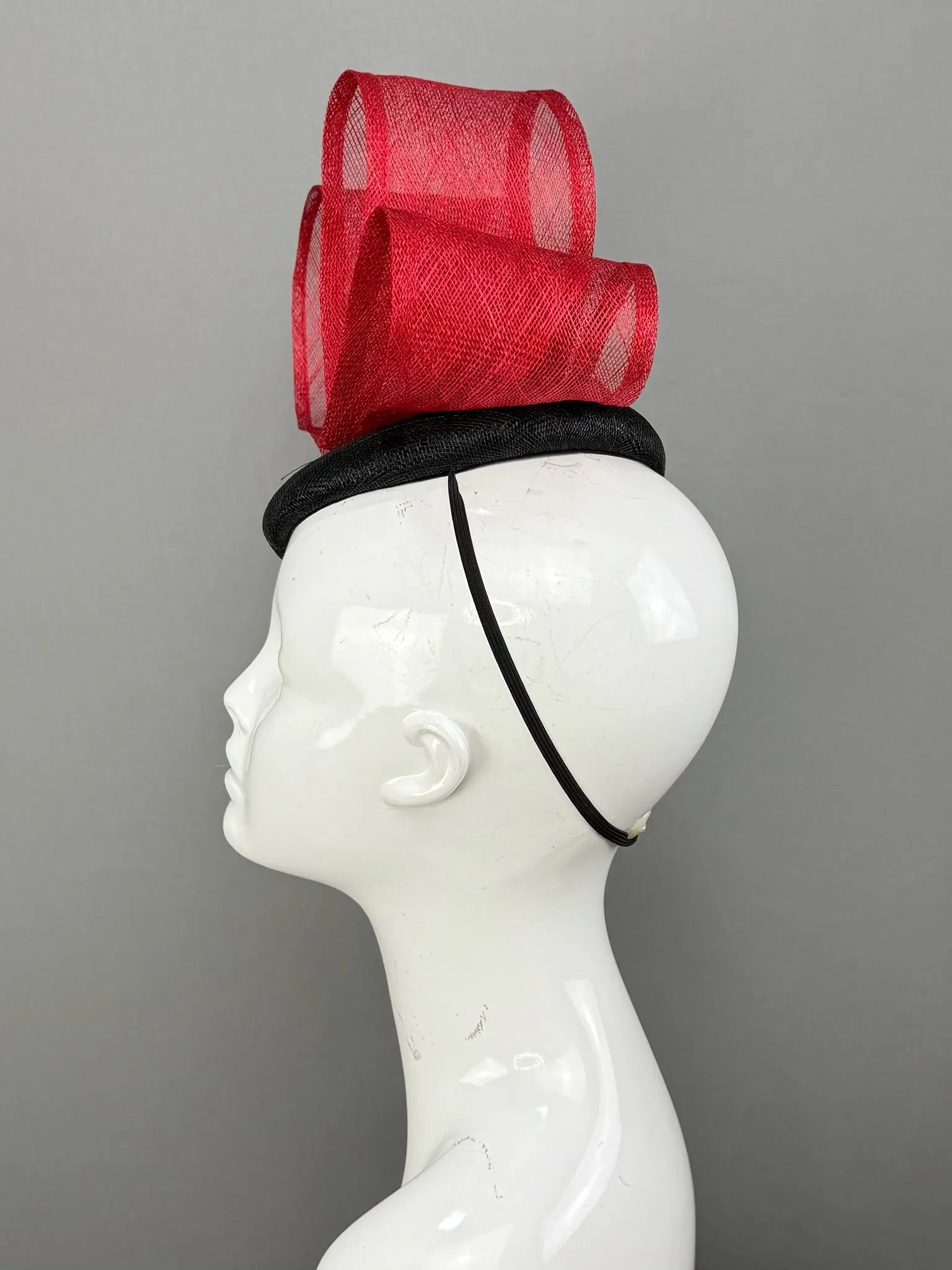 Red and Black Kentucky Derby fascinator, Derby Hat Alternative (GOLD LINE)