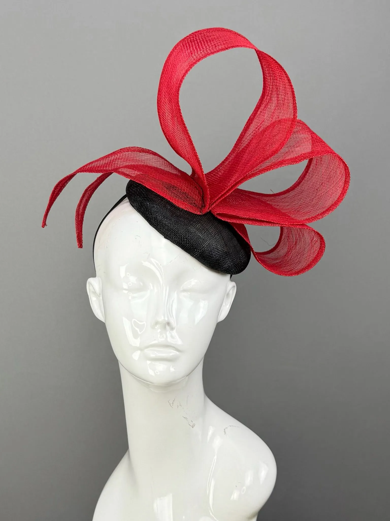 Red and Black Kentucky Derby fascinator, Derby Hat Alternative (GOLD LINE)