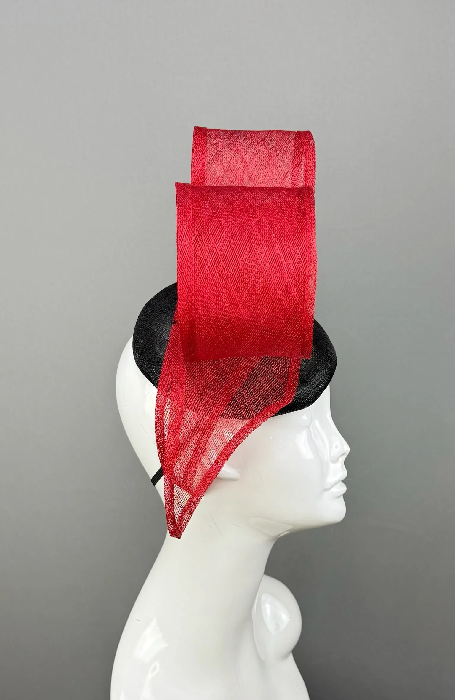 Red and Black Kentucky Derby fascinator, Derby Hat Alternative (GOLD LINE)