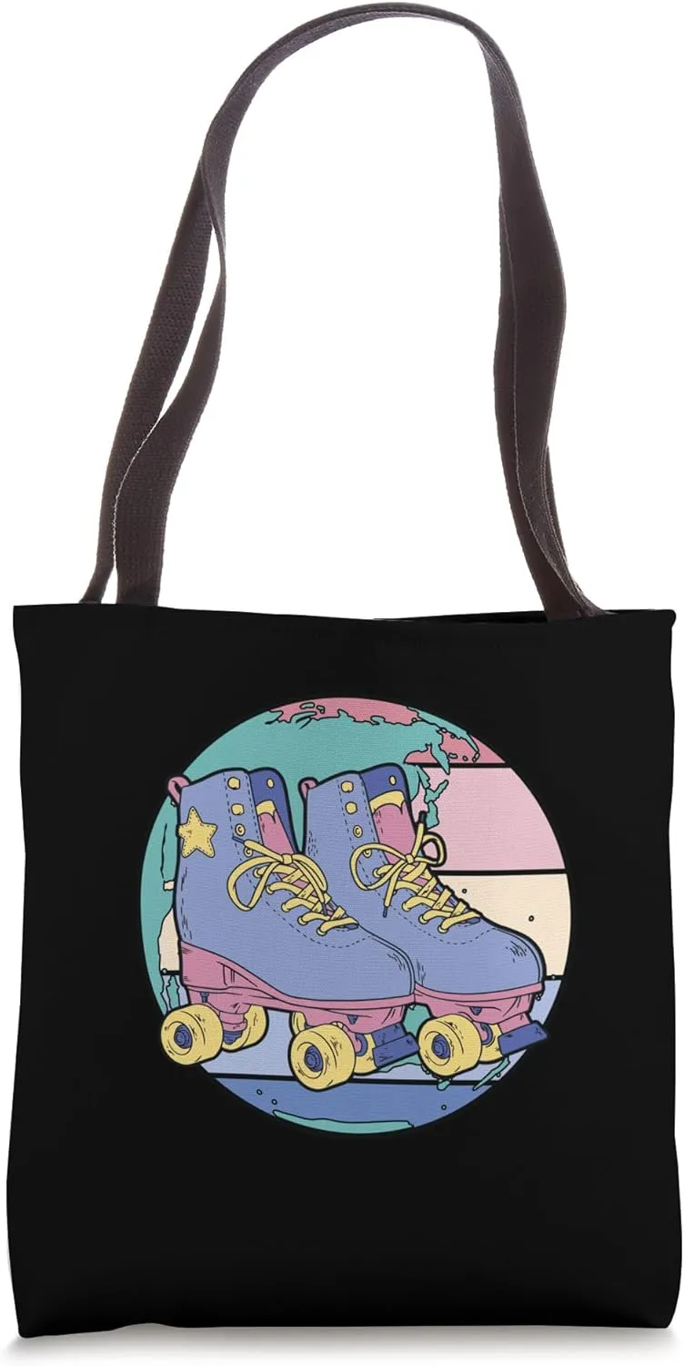 Retro Roller Skating Enthusiasts Cool Skater Style Tote Bag