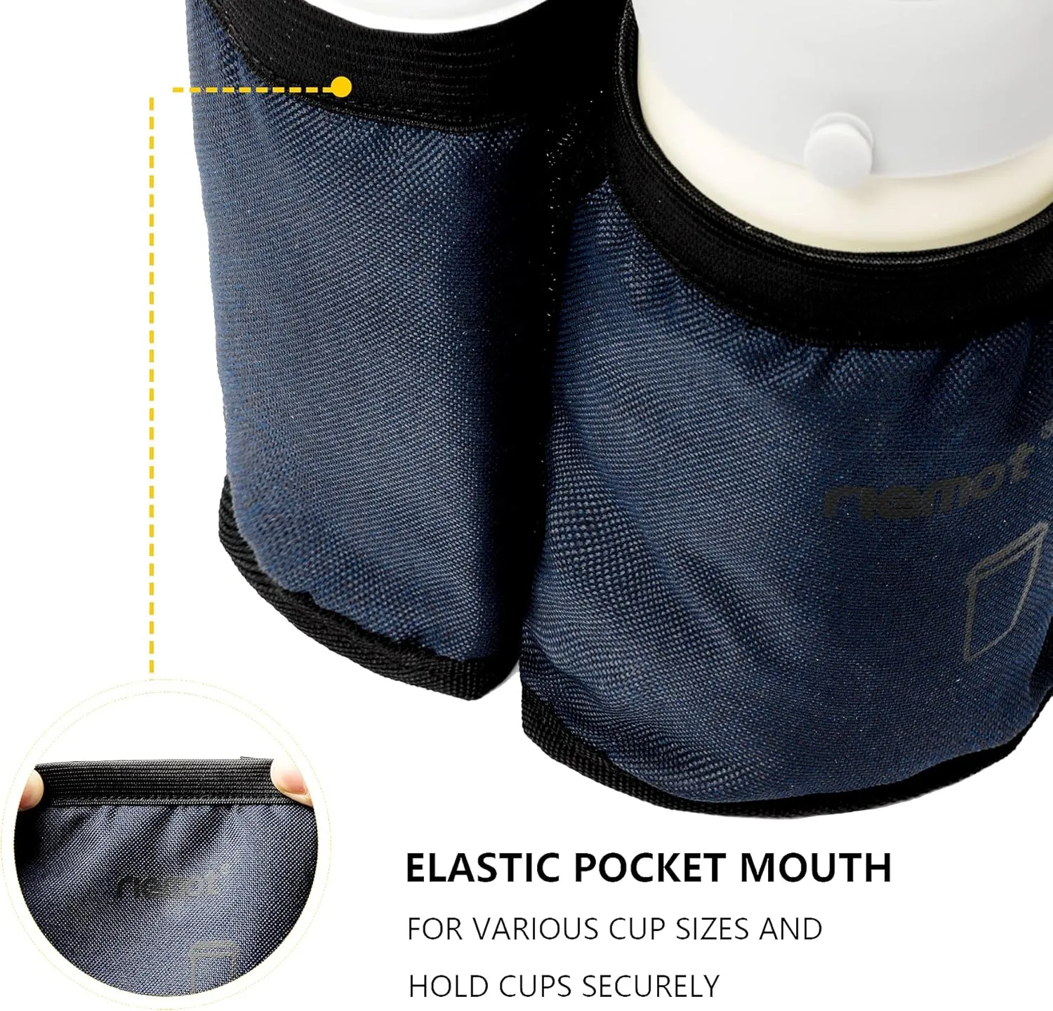 riemot Luggage Travel Cup Holder Free Hand Drink Carrier - Hold Two Coffee Mugs - Fits Roll on Suitcase Handles - Gifts for Flight Attendants Travelers Accessories Navy Blue