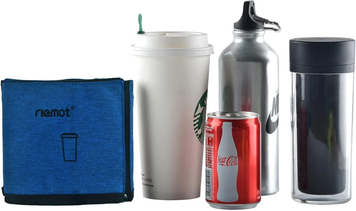 riemot Luggage Travel Cup Holder Free Hand Drink Carrier - Hold Two Coffee Mugs - Fits Roll on Suitcase Handles - Gifts for Flight Attendants Travelers Accessories Navy