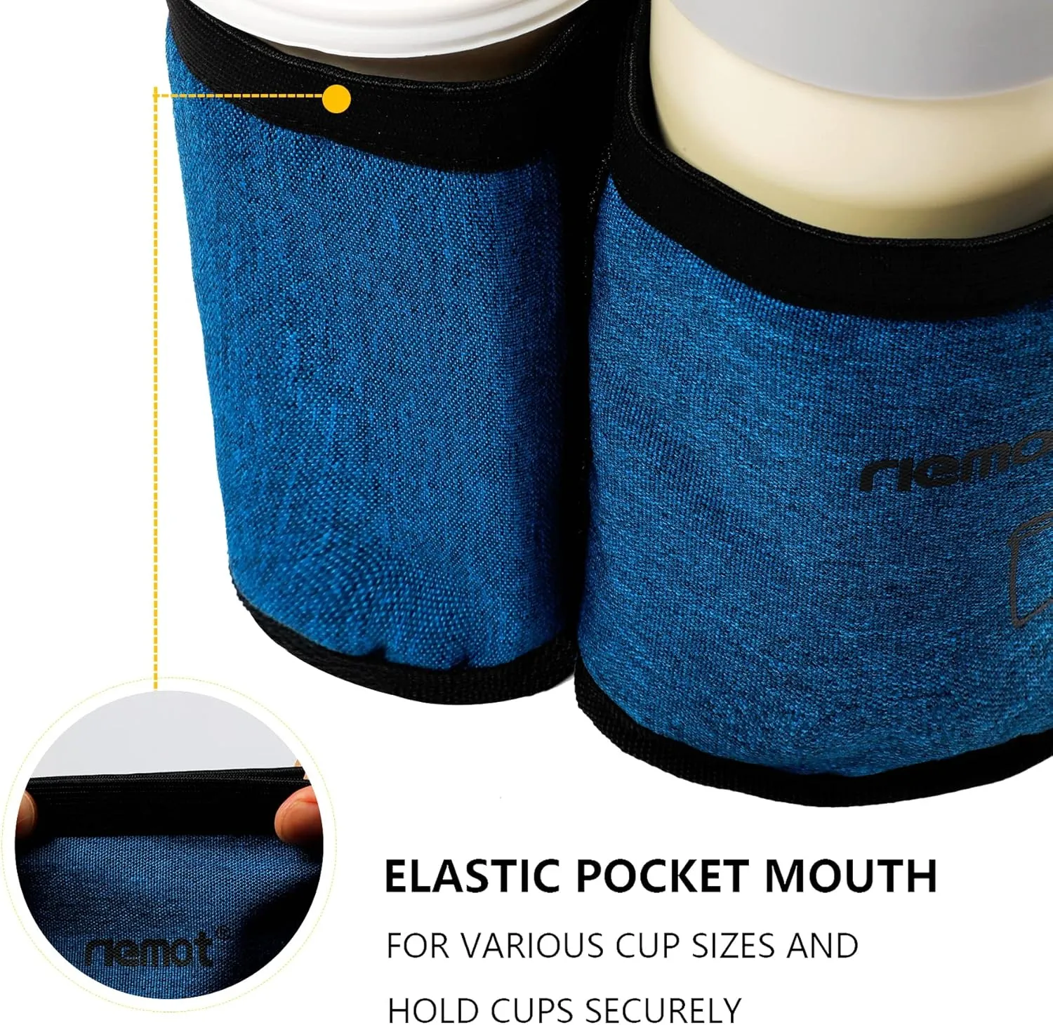 riemot Luggage Travel Cup Holder Free Hand Drink Carrier - Hold Two Coffee Mugs - Fits Roll on Suitcase Handles - Gifts for Flight Attendants Travelers Accessories Navy
