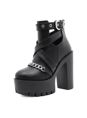 Rivet Thick Bottom Thick High Heel Boots