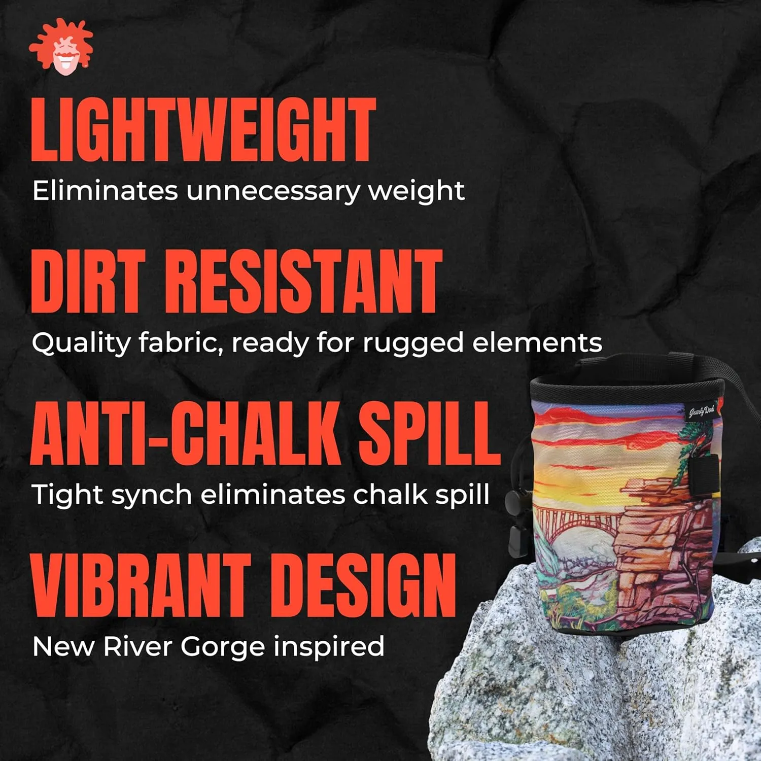 Rock Climbing Chalk Bag | for Outdoor, Gym, & Bouldering | Adjustable Waist Belt, Durable Drawstring Closure, & Zippered Pocket