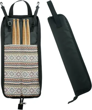 Rockhouse 2 Pair 5A Oak Drum Stick Bag Holder Case with 2 Hanging Straps, Portable Drumstick Organizer for Drummers, Beginners, Band Practice, Gig Storage