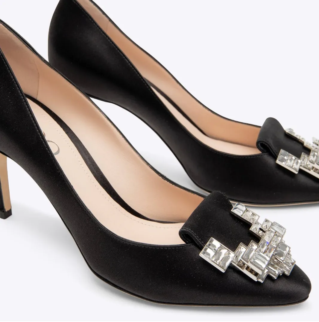 Rodo Black Satin Pumps