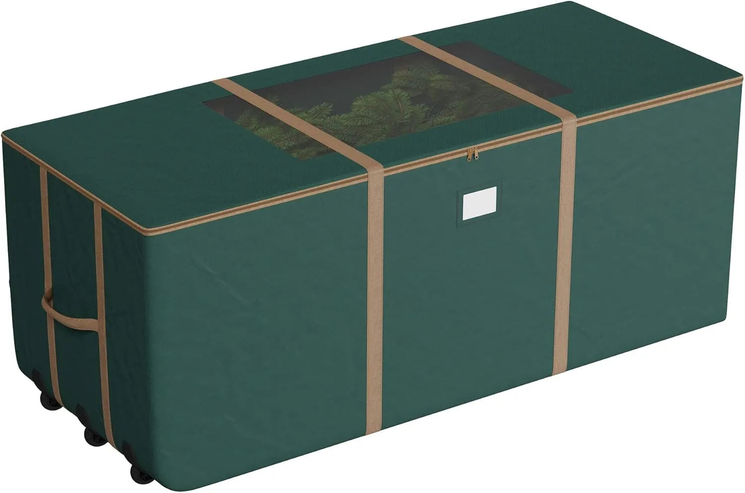 Rolling Christmas Tree Storage Bag-For 9 FT Artificial Trees-Green Canvas Duffel on Wheels & Window-For Holiday Decorations & Inflatables by Elf Stor