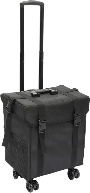 Rolling Makeup Train Case 14.96 x 11.42 x 16.54 Inch Cosmetology Case on Wheels Rolling Makeup Case with 4 Universal Wheels & Retractable Handle Hairdressing Trolley