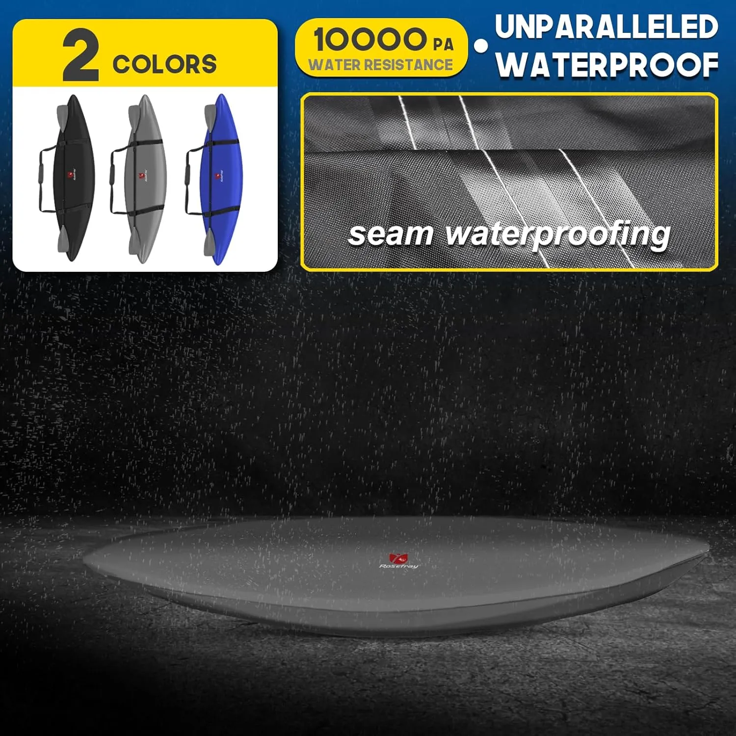 Rosefray 9.3-15 FT Kayak Cover, High-performance Marine kayak covers, Comfortable ShoulderStrap, Waterproof UV Resistant, Fade-Resistant Dustproof Fishing Boat Cover for Outdoor Storage