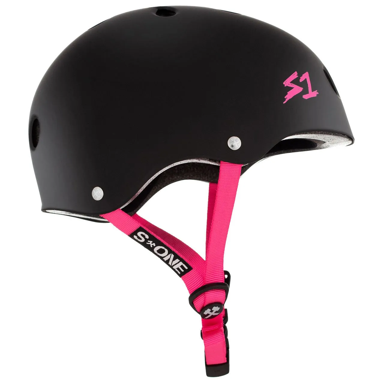 S1 Lifer Helmet - Matt Black W/Pink Strap