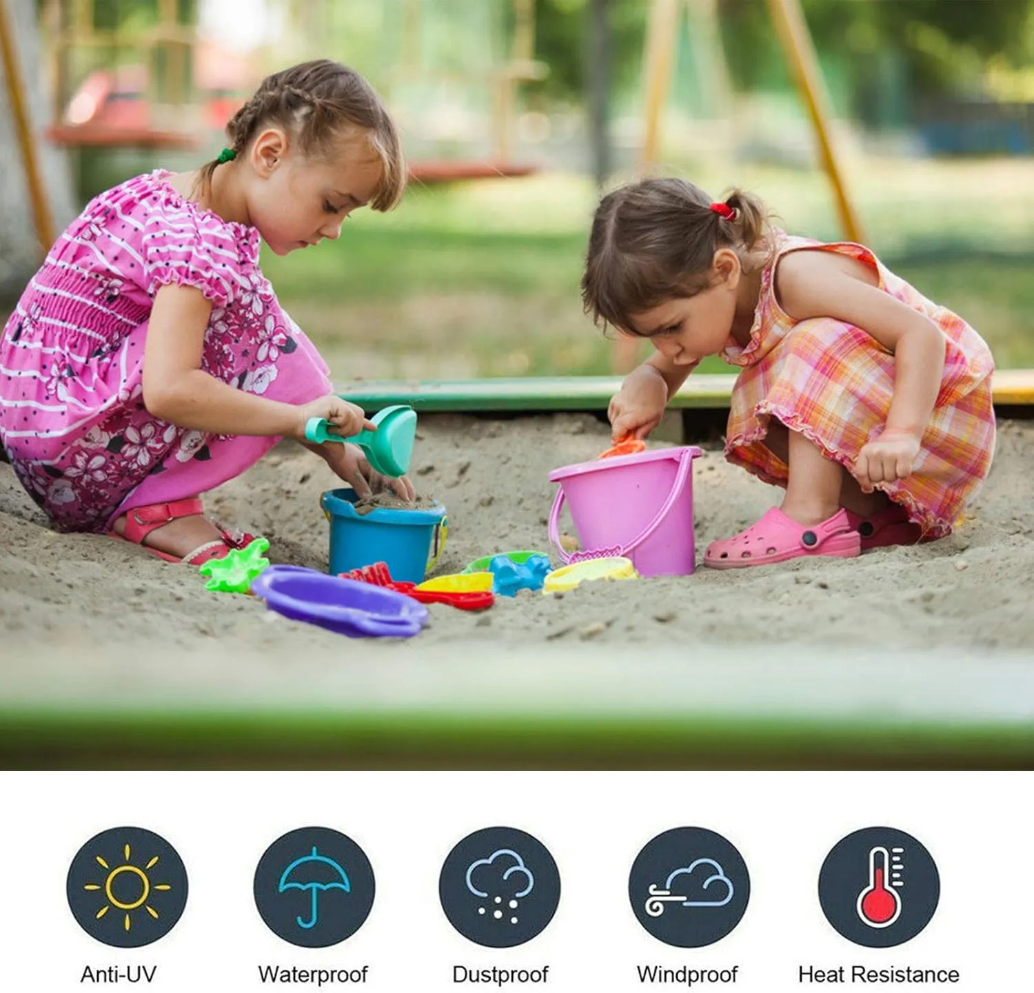 Sandbox Cover Square with Drawstring, Oxford Cloth Sandbox Canopy Waterproof Sandpit Pool Cover Anti UV Sandbox Protection Cover for Sandpit Toys Swimming Pool and Furniture (Green, 59 x 59inch)