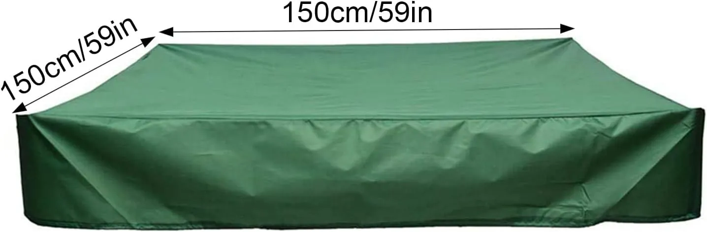 Sandbox Cover Square with Drawstring, Oxford Cloth Sandbox Canopy Waterproof Sandpit Pool Cover Anti UV Sandbox Protection Cover for Sandpit Toys Swimming Pool and Furniture (Green, 59 x 59inch)