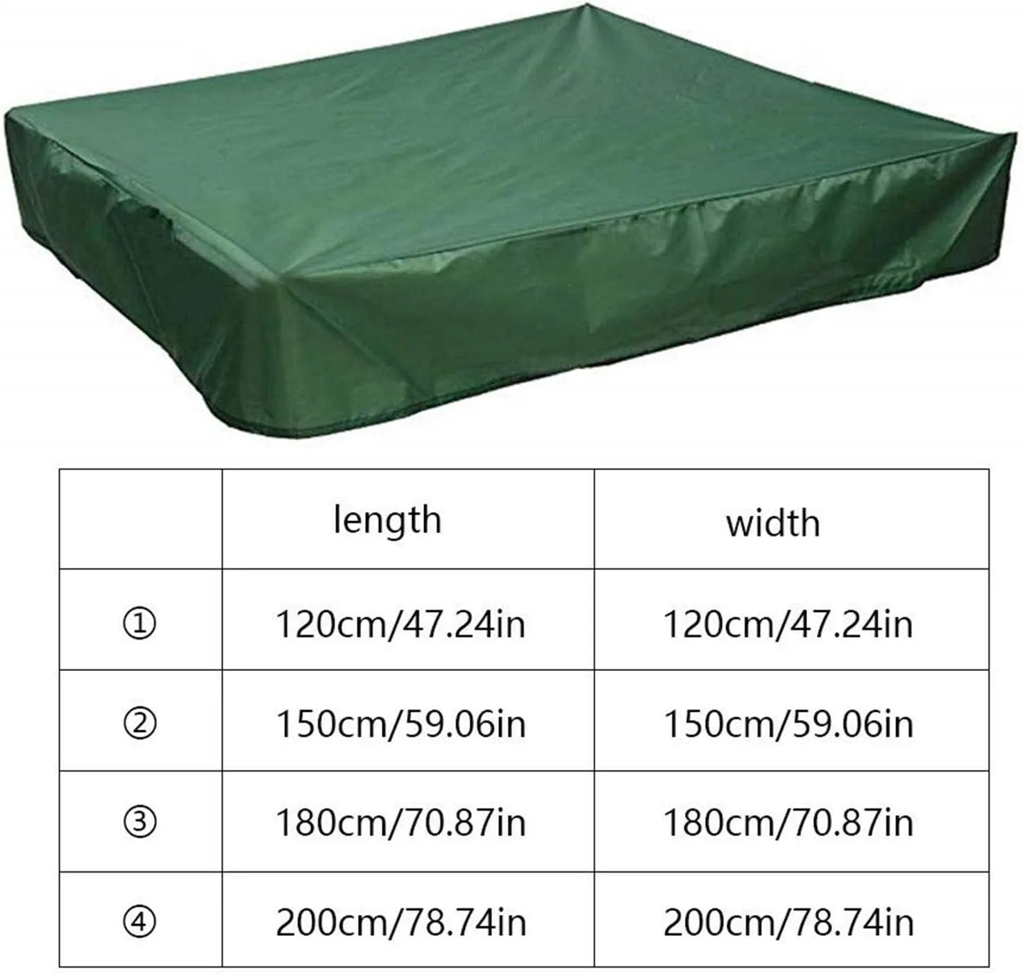 Sandbox Cover Square with Drawstring, Oxford Cloth Sandbox Canopy Waterproof Sandpit Pool Cover Anti UV Sandbox Protection Cover for Sandpit Toys Swimming Pool and Furniture (Green, 59 x 59inch)