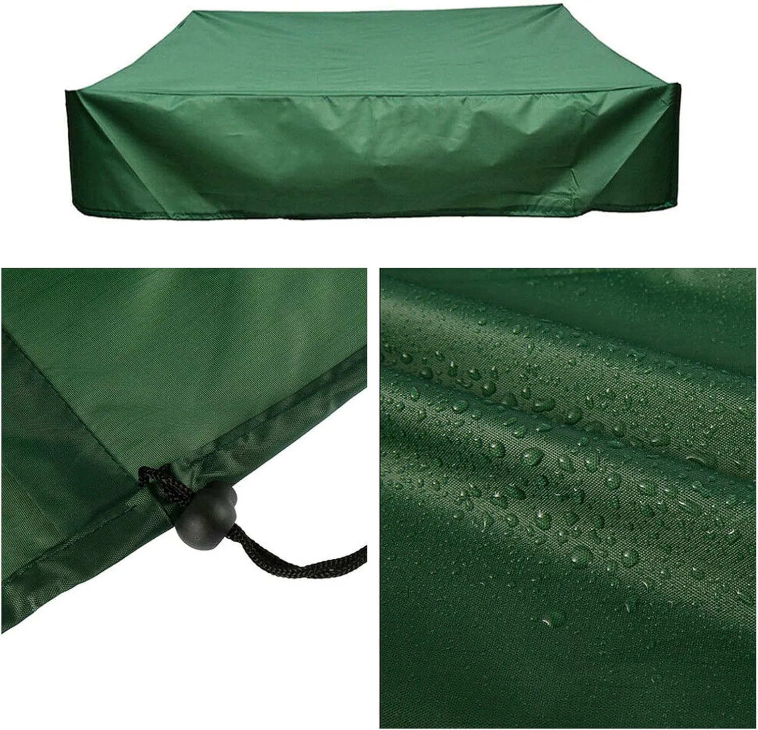 Sandbox Cover Square with Drawstring, Oxford Cloth Sandbox Canopy Waterproof Sandpit Pool Cover Anti UV Sandbox Protection Cover for Sandpit Toys Swimming Pool and Furniture (Green, 59 x 59inch)